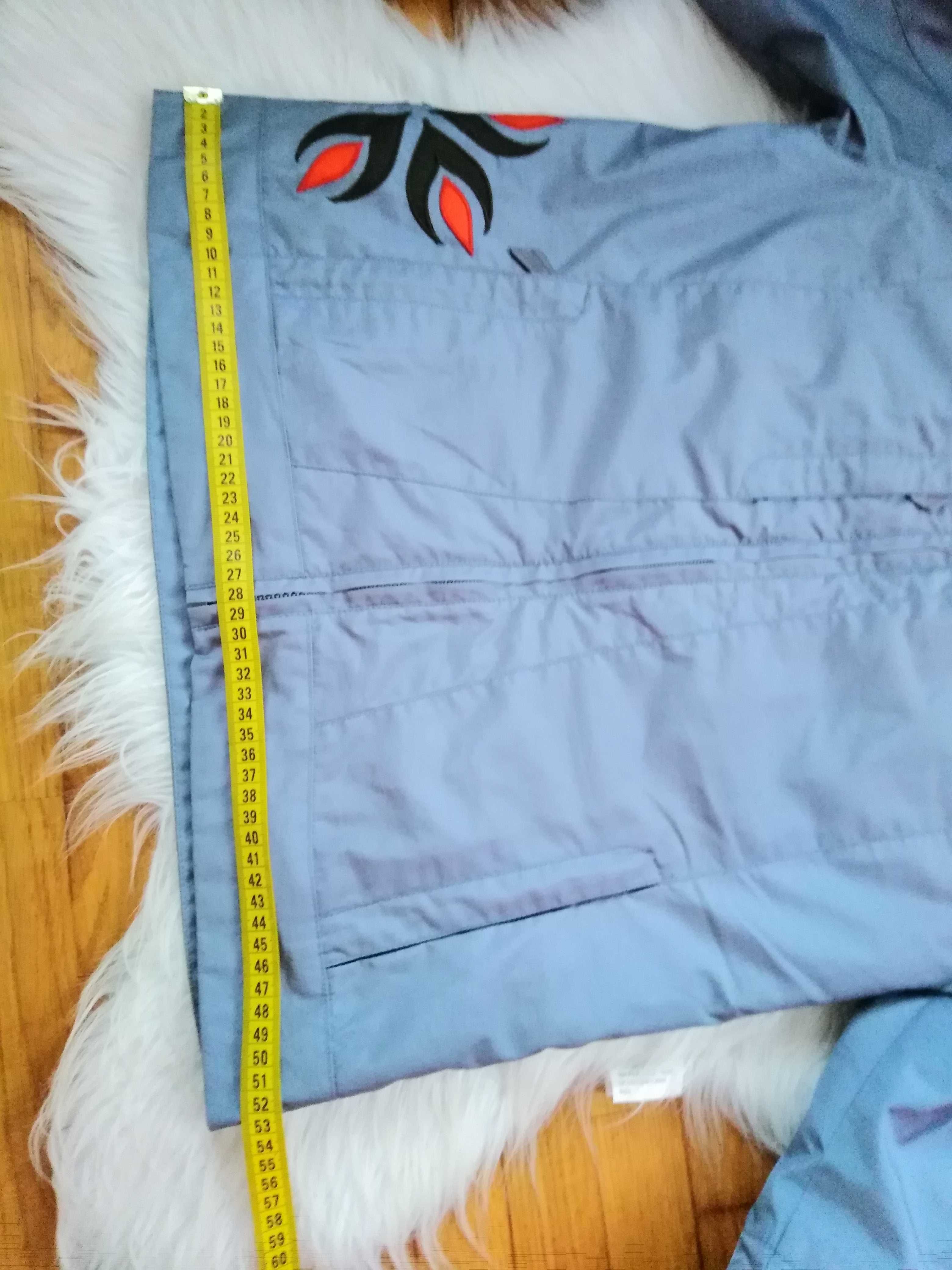 Kurtka, thinsulate, frencys, 38, szara, pomarańczowe kwiaty, kaptur