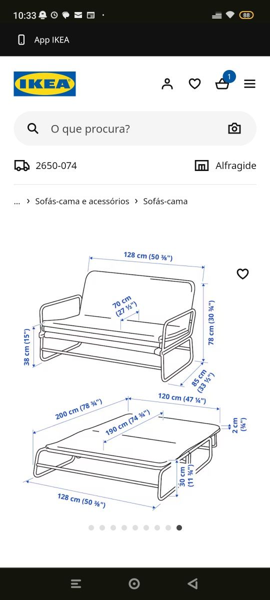 Sofá cama Ikea modelo HAMMARN