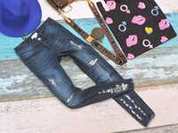 Notion Rurki jeans denim dziury szarpania XS