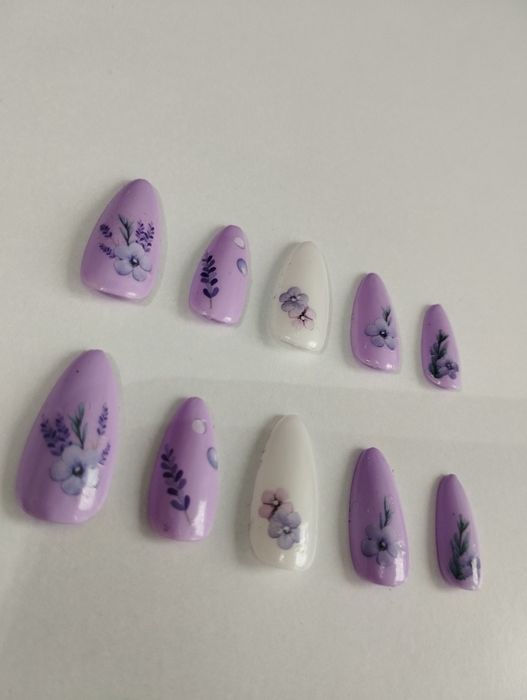 Paznokcie hybrydowe tipsy press on nails alternative coquette lilac