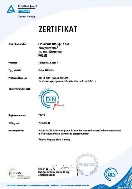 Pellet drzewny PREMIUM iglasty - EP SERWIS- PALETA 1050KG DIN PLUS
