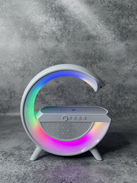 Колонка портативная Bluetooth с беспроводной зарядкой, ночник лампа