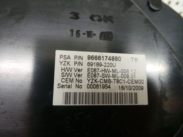 Quadrante / painel de instrumentos PEUGEOT 5008 I (0U_, 0E_)