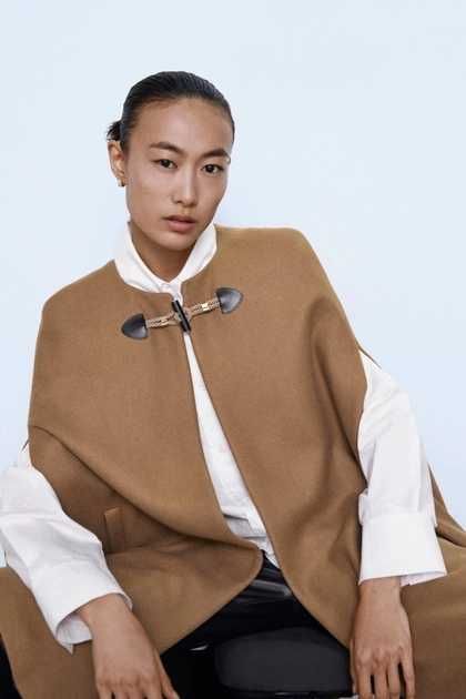Осінь Zara кейп пончо пальто тренд 2025 весна