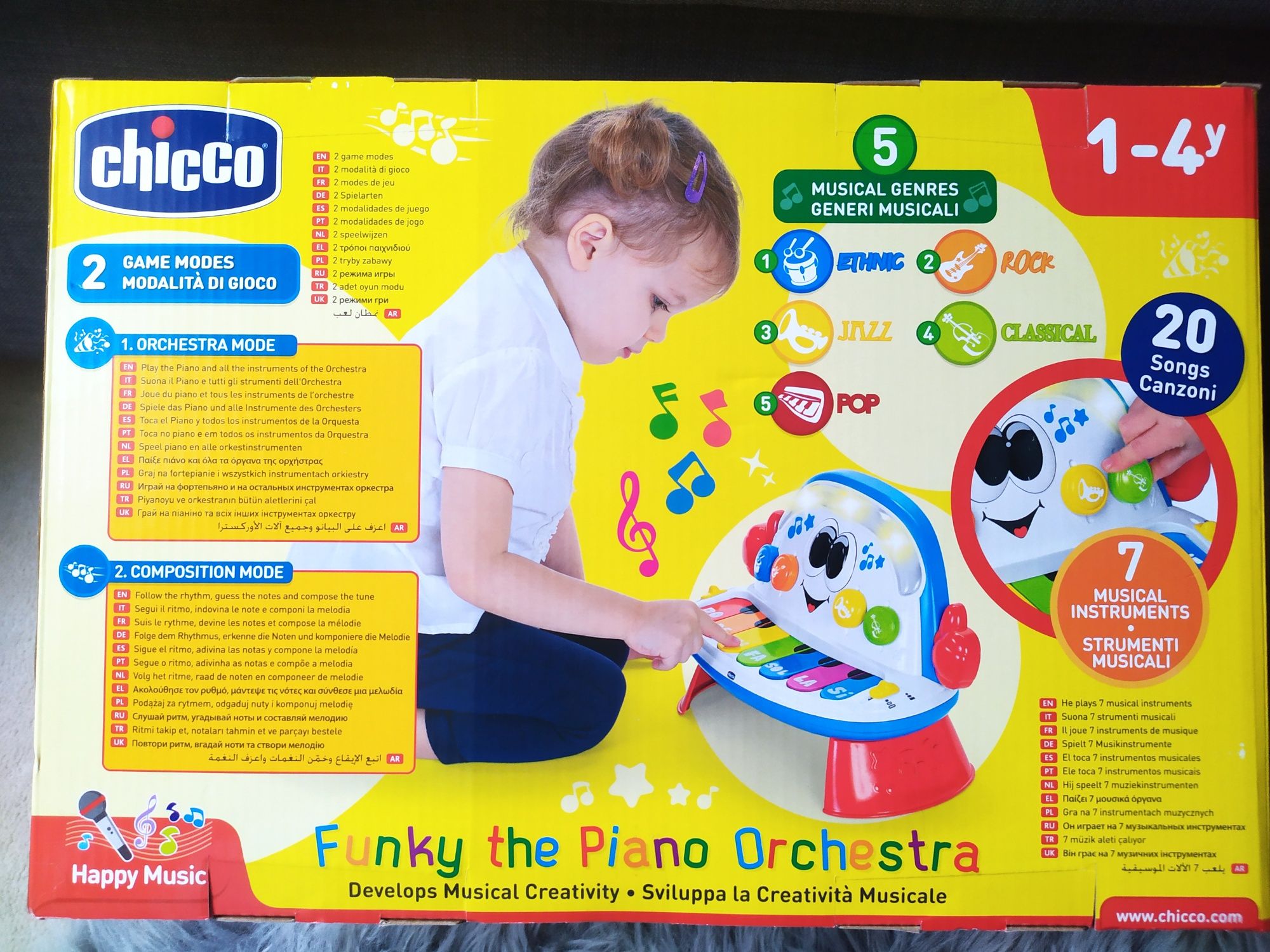 Chicco wesoła orkiestra pianinko zabawka muzyczna