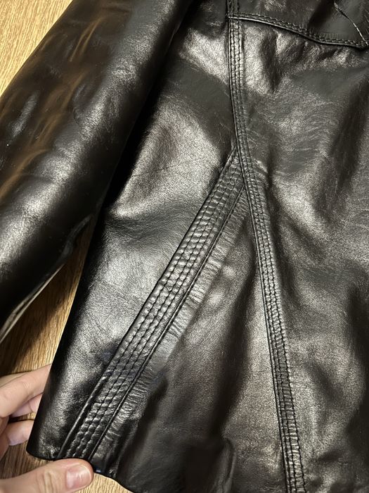 Чоловіча шкіряна дублянка на хутрі