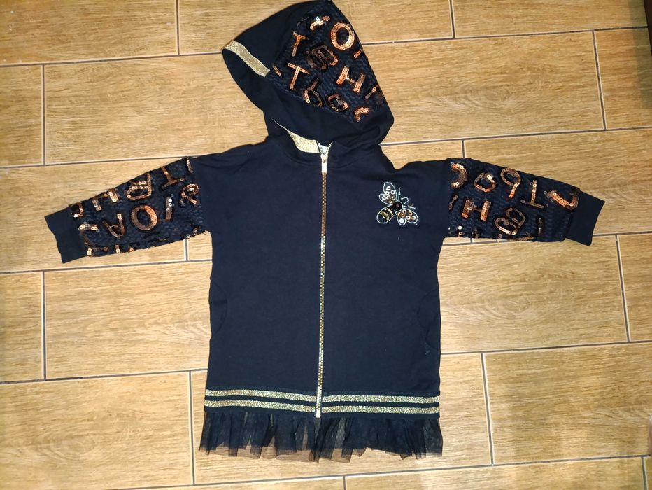 Bluza tunika dziecięca dla dziewczynki  98/104 3-4 lata cekiny falbana