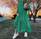 H&M długa maxi luźna oversize sukienka z wiskozy