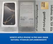 Telefon iPhone 16 Pro Max 256Gb Natural Titanium Nowy Zaplombowany!!!