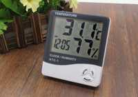 Termometr elektroniczny LCD temperatura barometr higrometr zegar LED