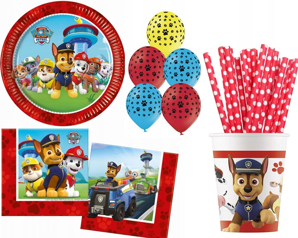 zestaw talerzyki kubeczki paw psi patrol urodziny