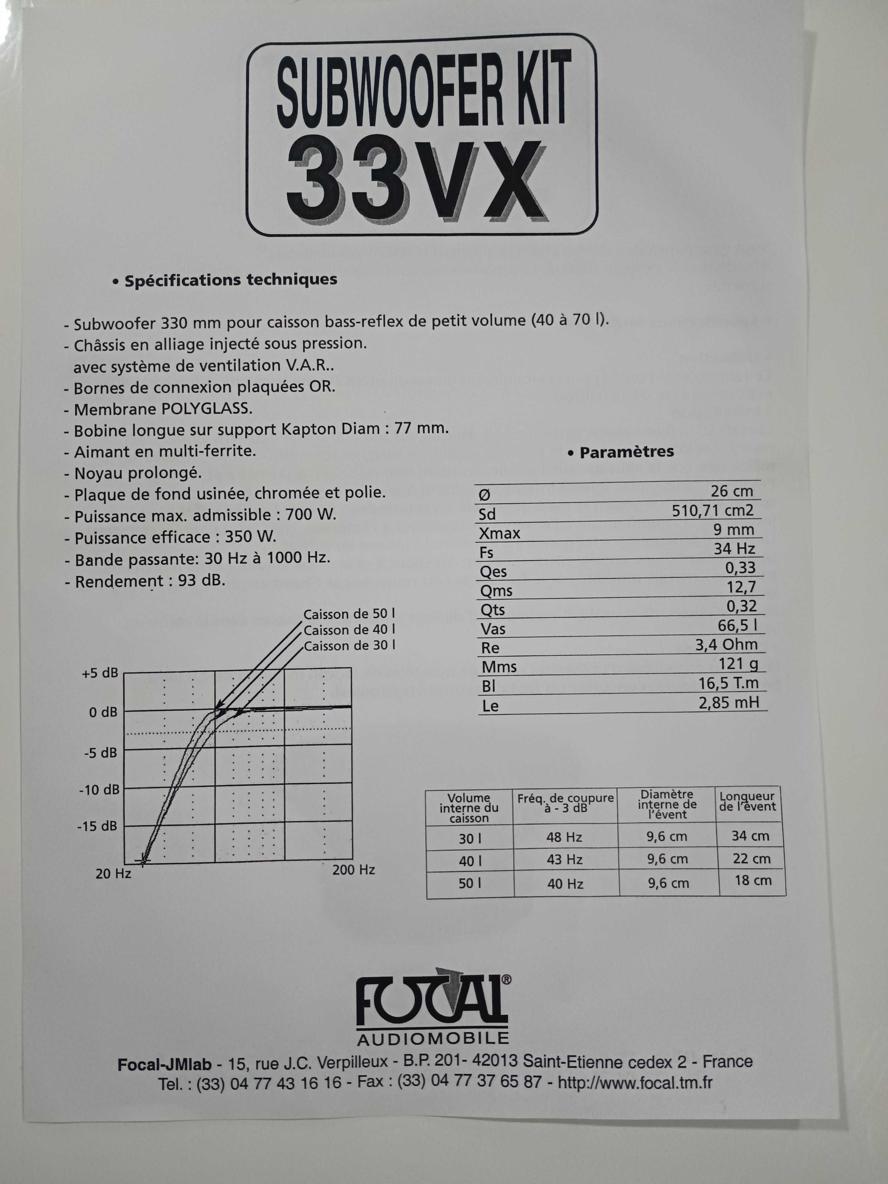 subwoofer FOCAL 33 VX (novo)