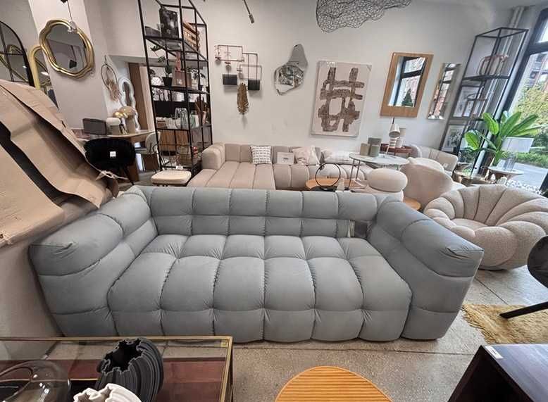 Sofa 3-os. Vesta z aksamitu jasny niebieski 236x102x68cm Windsor&Co