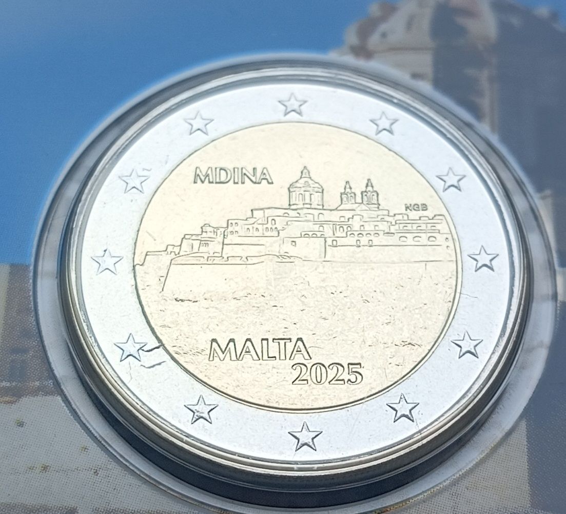Malta 2025 - Moeda 2€ em ( Coincard ) Touro Maltês e Cidade Mdina