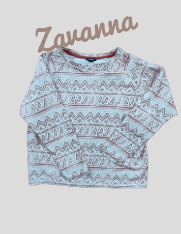 Bluza bluzka Zavanna 36 S/38 M kremowa wzory oversize 100 % bawełna