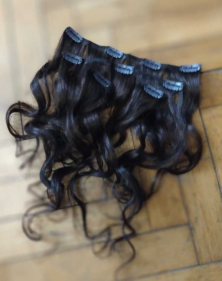 Zestaw włosów naturalnych clip in ok 35/40 cm loki