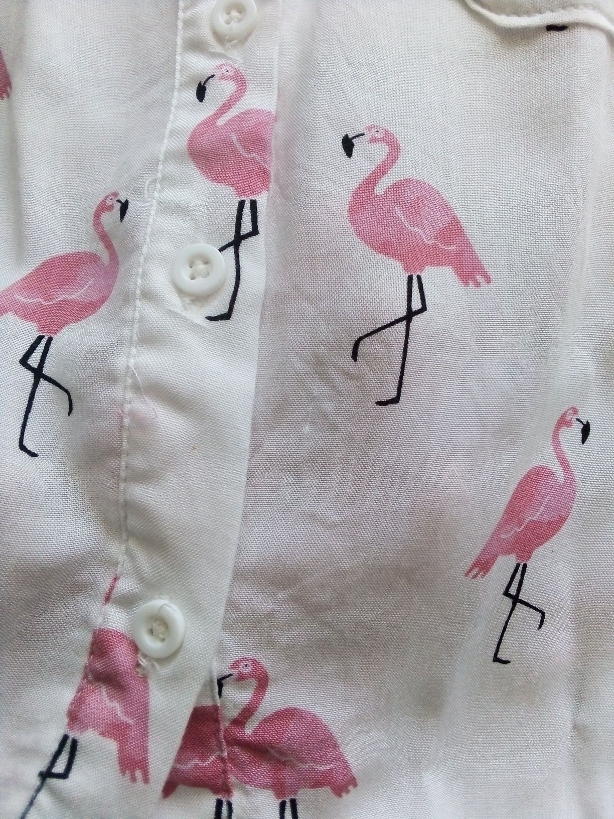Letnia wiązana biała koszula z wiskozy we flamingi House roz. XS