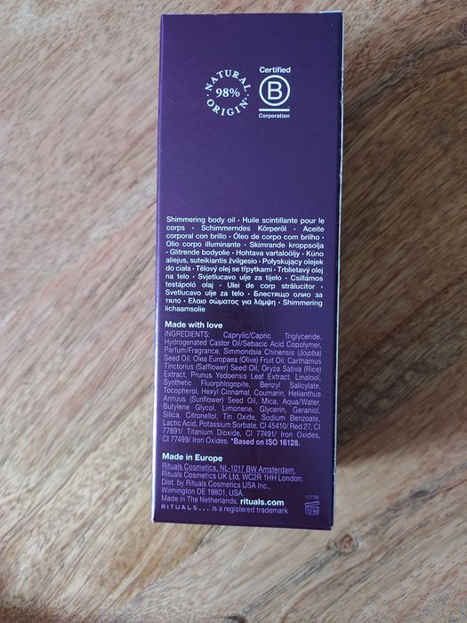 Shimmering body oil, Yozakura, Rituals, brokatowy olejek