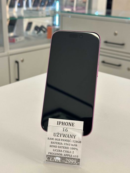 iPhone 16 128GB Bat 100% Topcase Vivo *Raty 0%