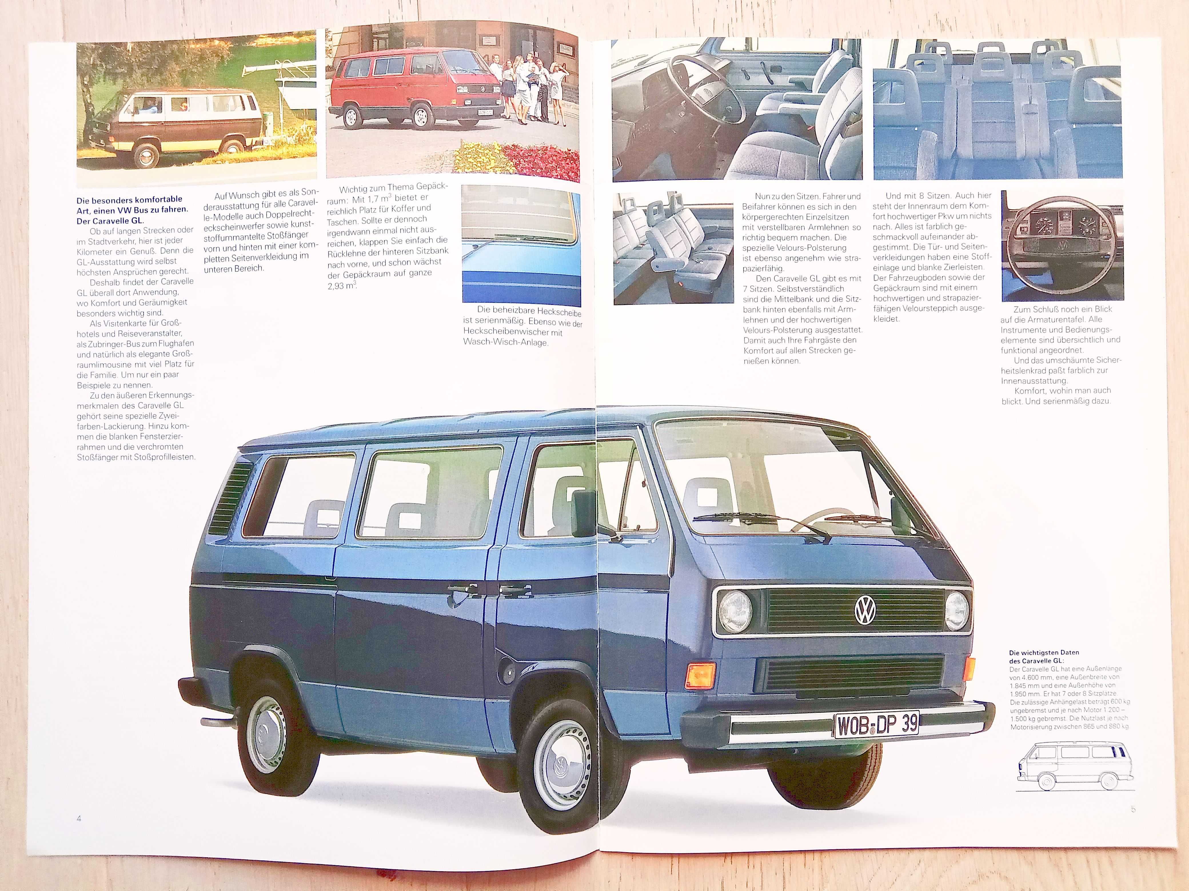 Volkswagen Caravelle Kombi Carat Multivan Syncro - prospekt VW T3 1989