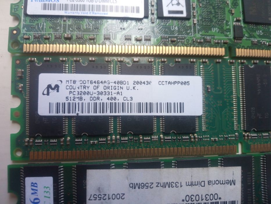 Memória Ram 1GB, 512MB, 256MB