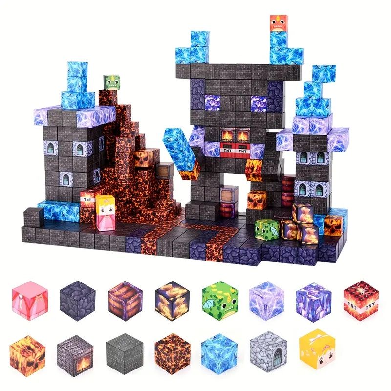 Магнітний конструктор Майнкрафт, кубики Minecraft, лісовий замок