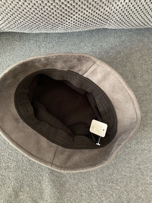 Трендовая кожаная замшевая панама стиль Zara серая разм 56-57