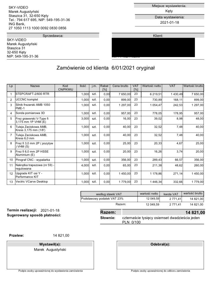 Ploter, Frezarka cnc STEPCRAFT-2/600 RTR nowy