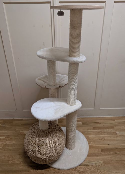 Laguna Drapak dla Kota Kremowy 83x74x160cm WYSOKI DUŻY WIKLINOWY UŻYWA