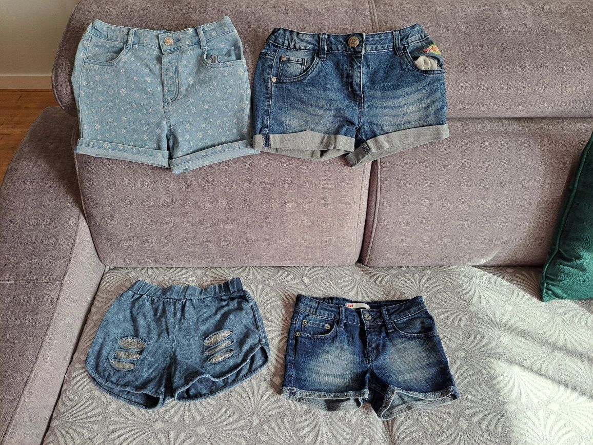 Spodenki krótkie jeans dziewczynka lato 134