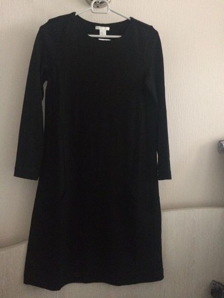 Платье женское, черное, XS, HM