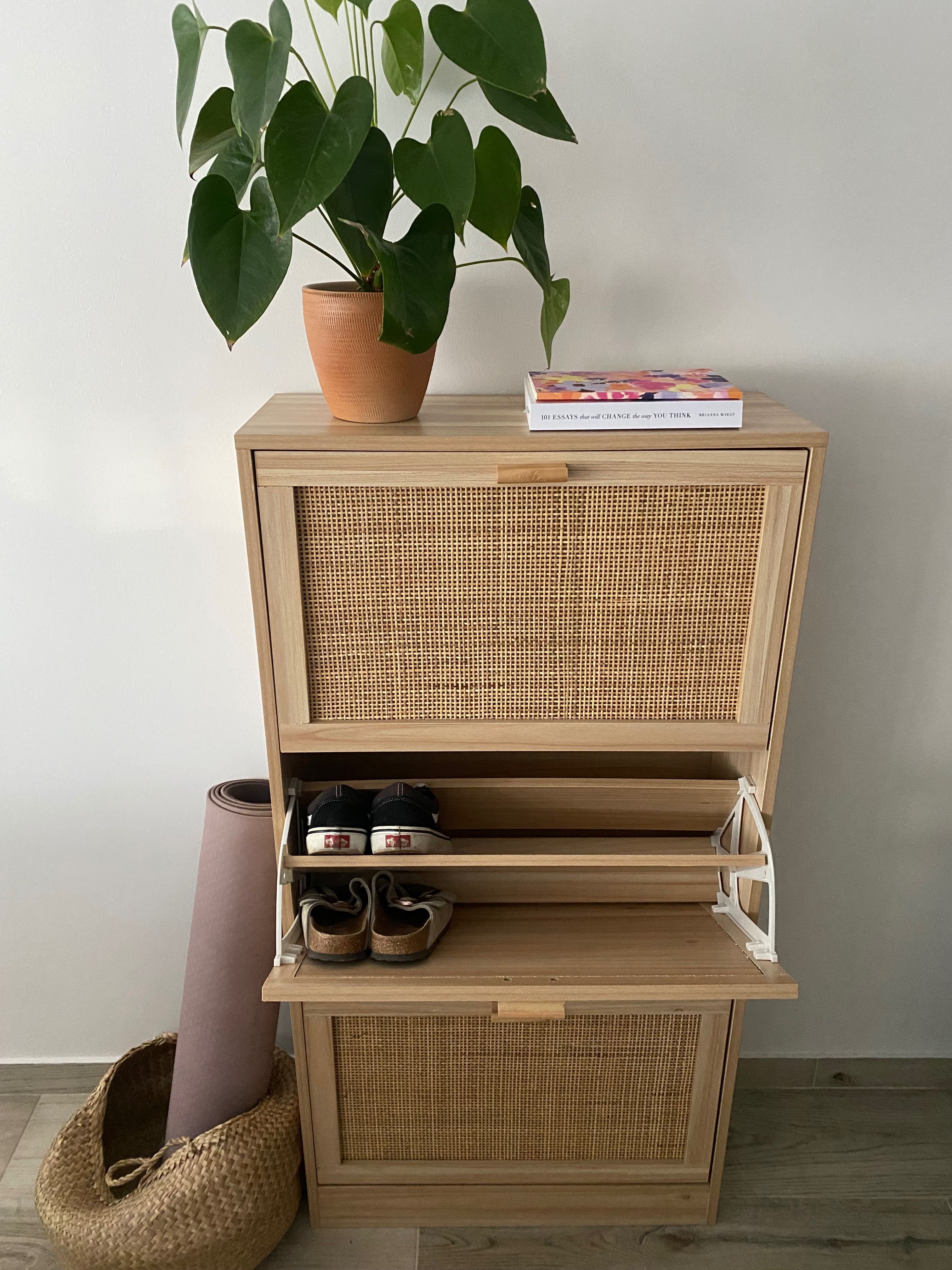 Sapateira boho com 3 portas castanho
