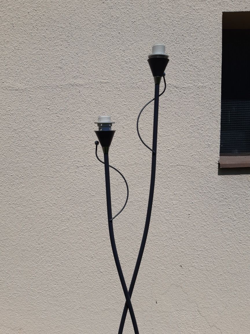Lampa stojąca, metalowa, szara
