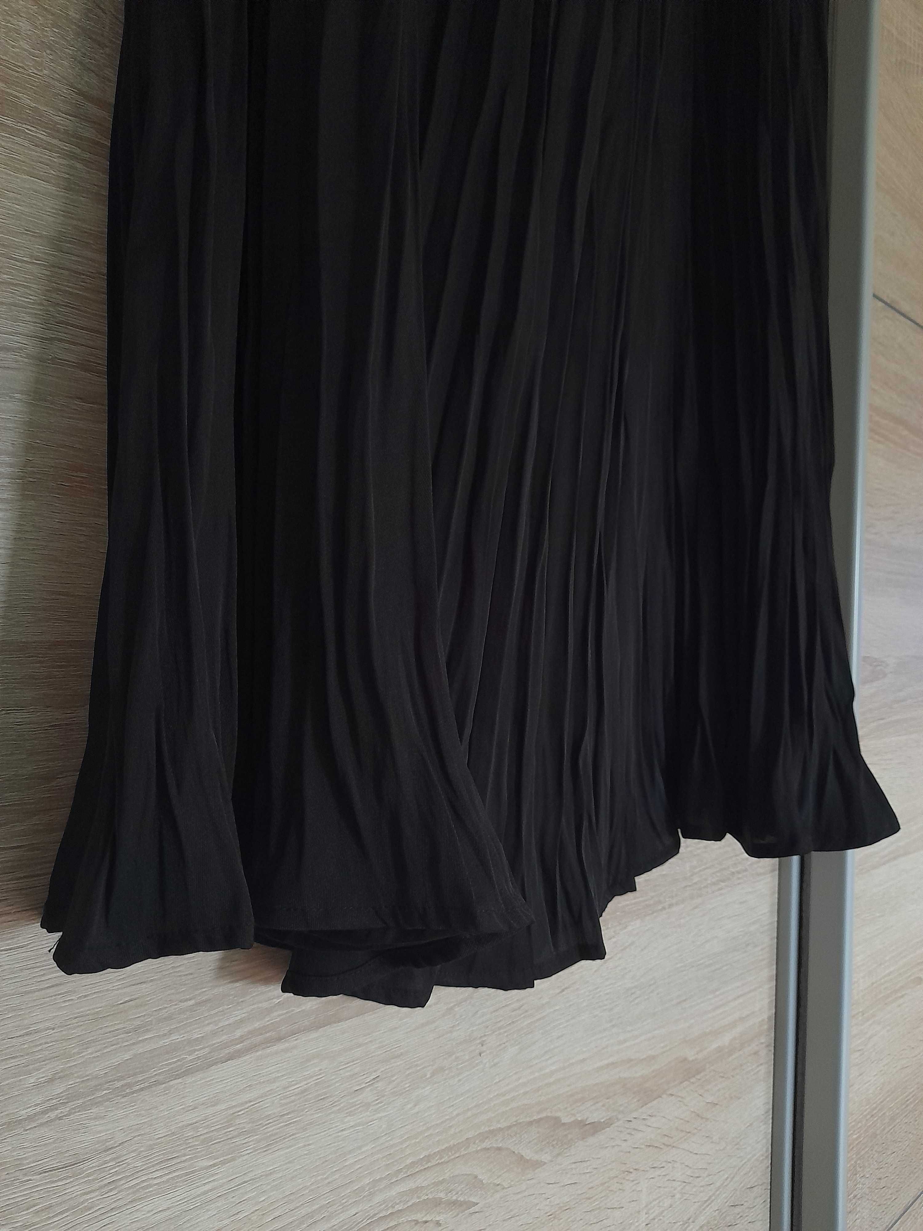 H&M czarna spódnica XL plisowana długa 42