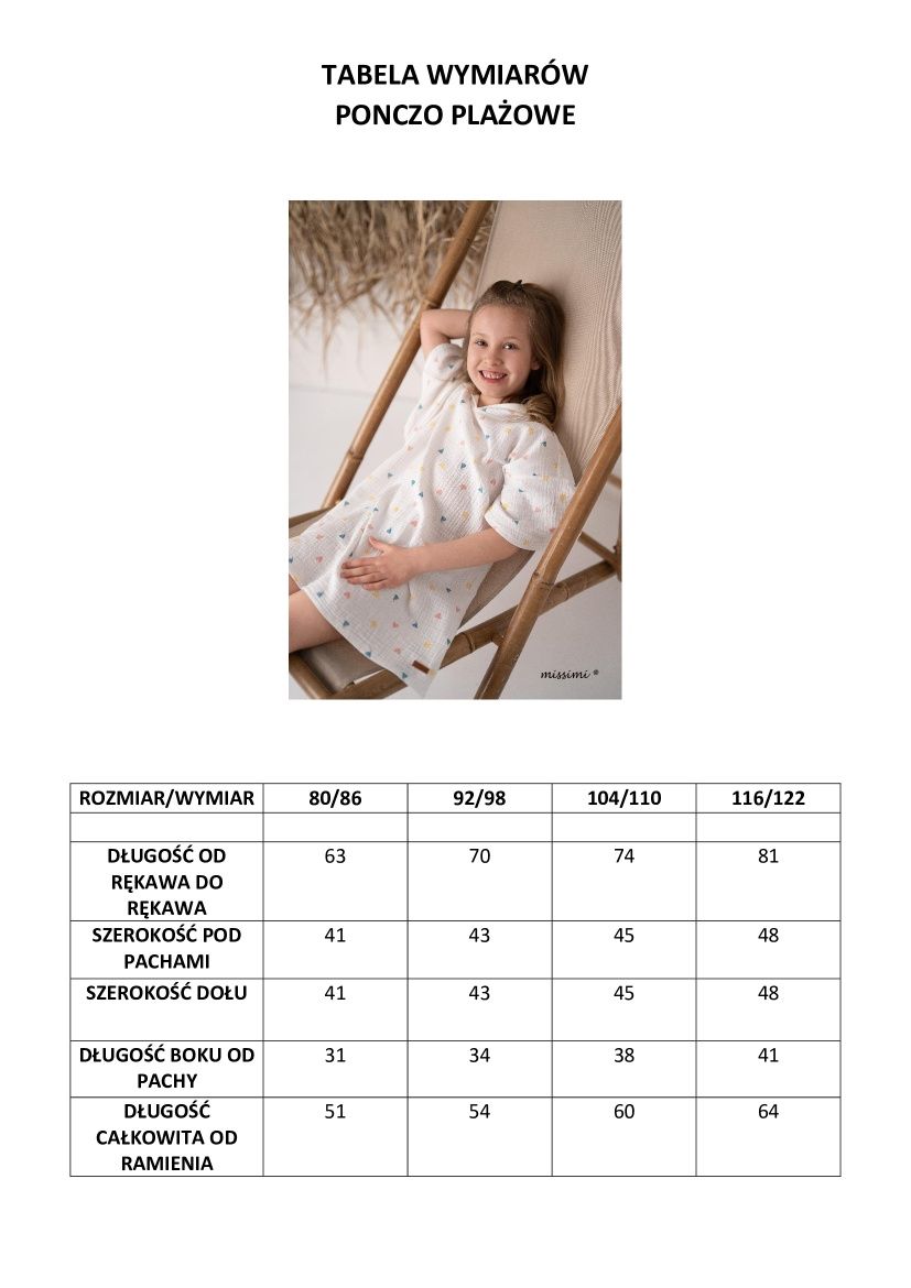 Ponczo na plaże muslin r 116/122 ecru