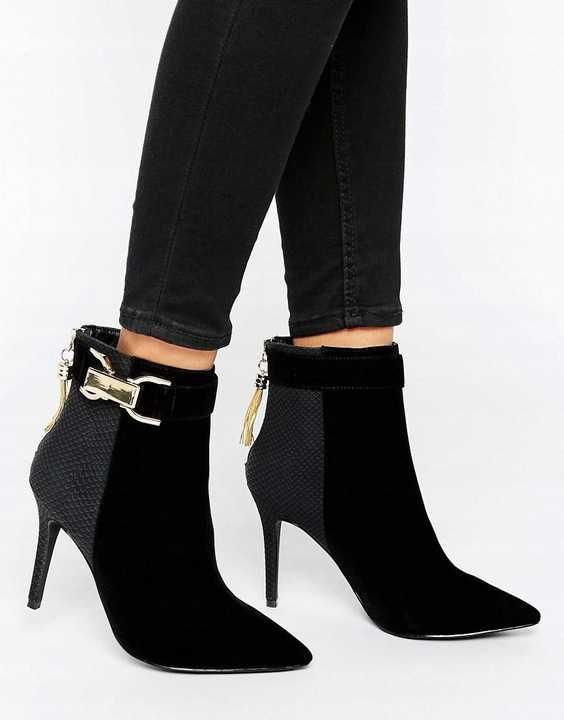 FOREVER UNIQUE czarne botki SZPILKI 39 ASOS nowe