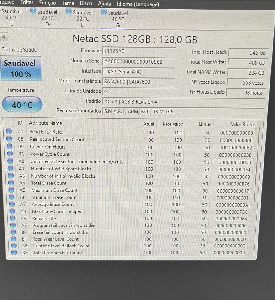Ssd m2 sata excelente estado como novo