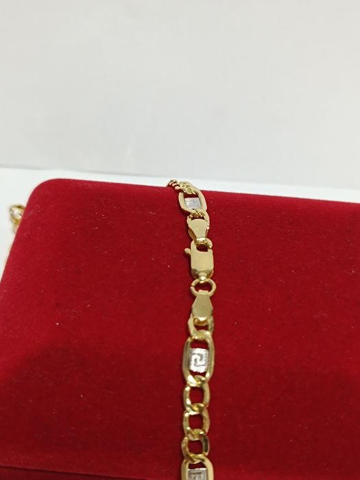 Złoty łańcuszek splot Pancerka ze wzorem greckim dł.55cm, złoto 585