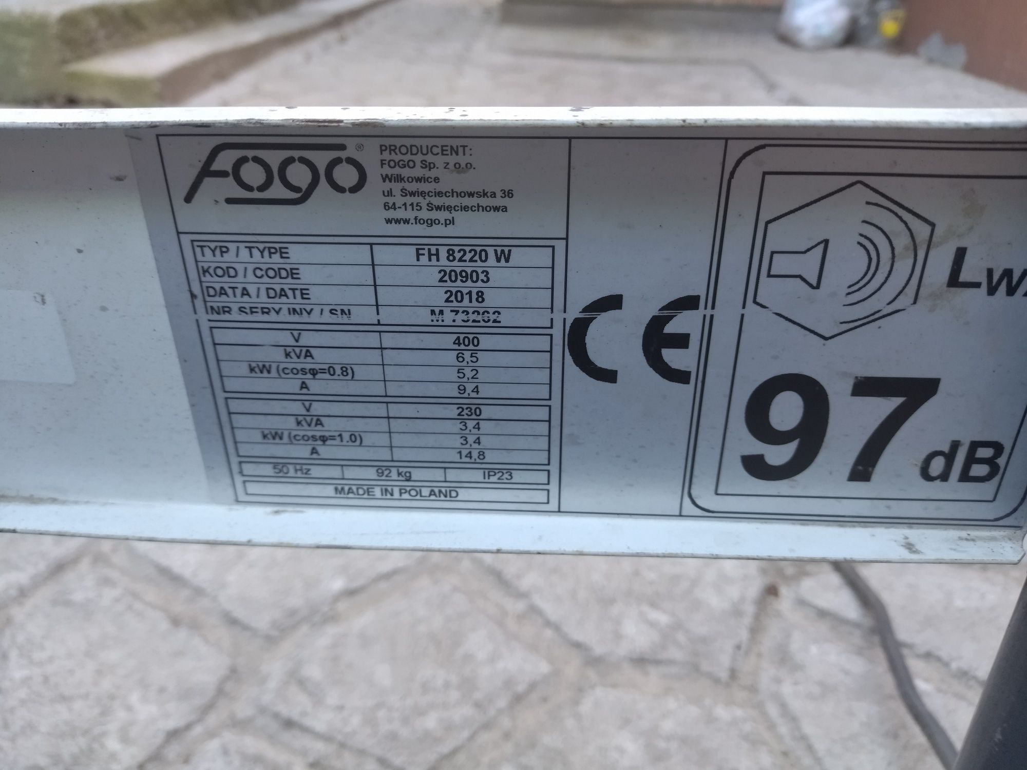 Продам зварювальний генератор FOGO FH8220W