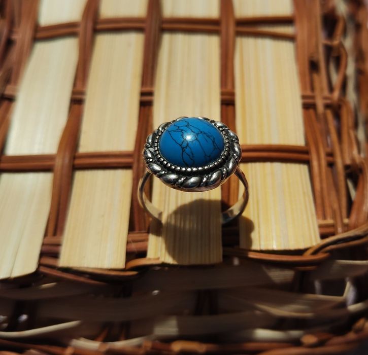 Перстень  срібний/ каблучка з бірюзою 19 розмір/ Кольцо серебро бирюза