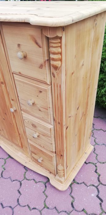 Komoda stylowa drewniana szafka sosnowa szuflady surowa bieliźniarka