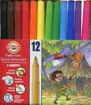 Flamastry zmywalne, 12 kolorów. Koh-I-Noor. Nowy Produkt