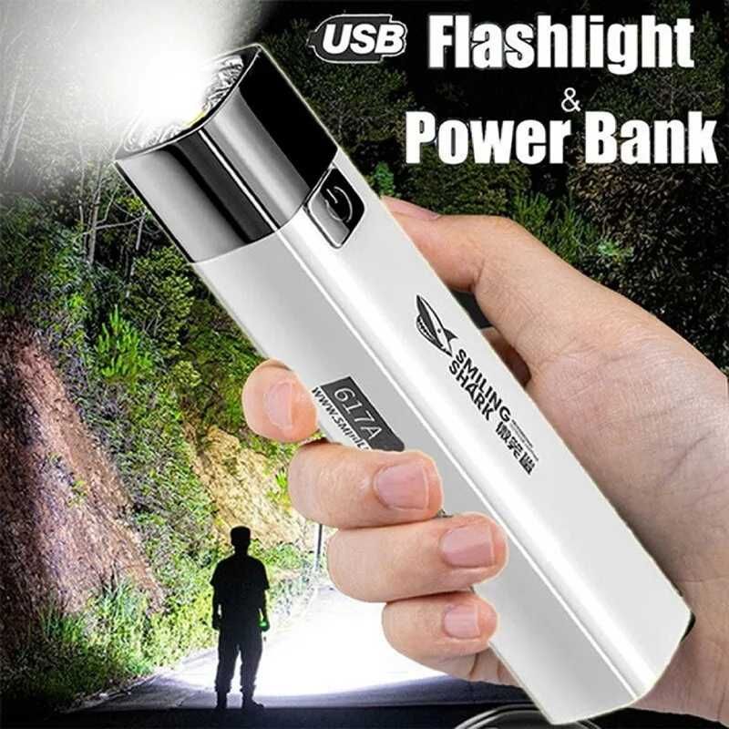 Фонарик- powerbank,  повербанк, usb фонарик, аккумуляторный.