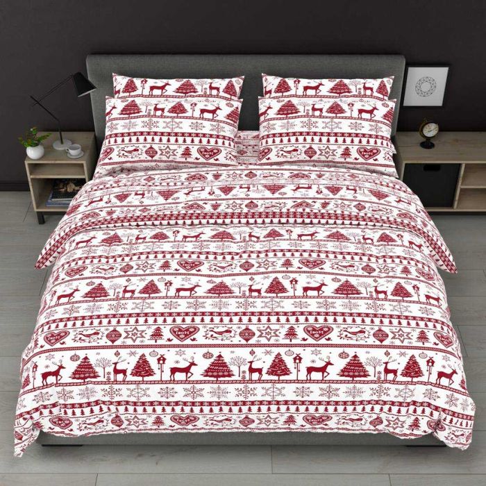 Сатинові комплекти постільної білизни Постіль Сатин Новорічні комплект