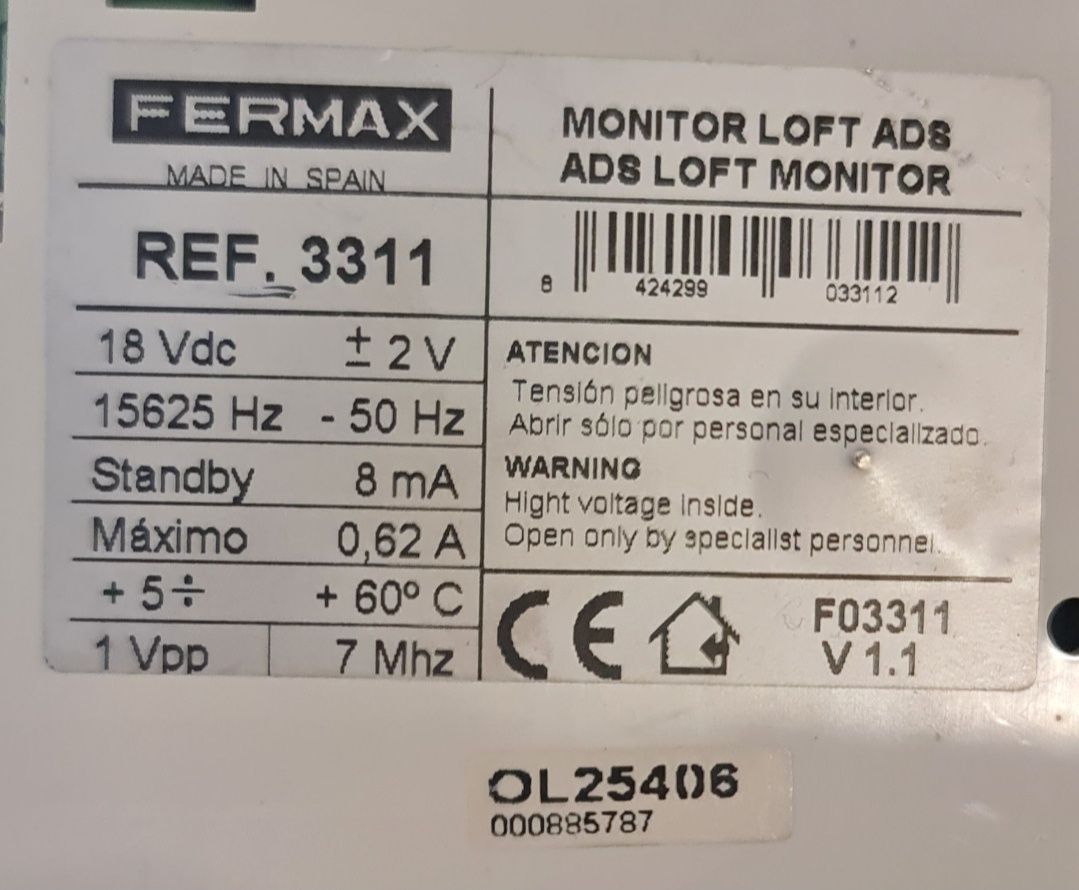 Domofon Fermax Monitor Loft ADS