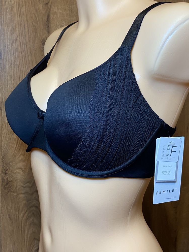 Biustonosz lekko usztywniany Femilet soft Feel 70F-czarny NOWY