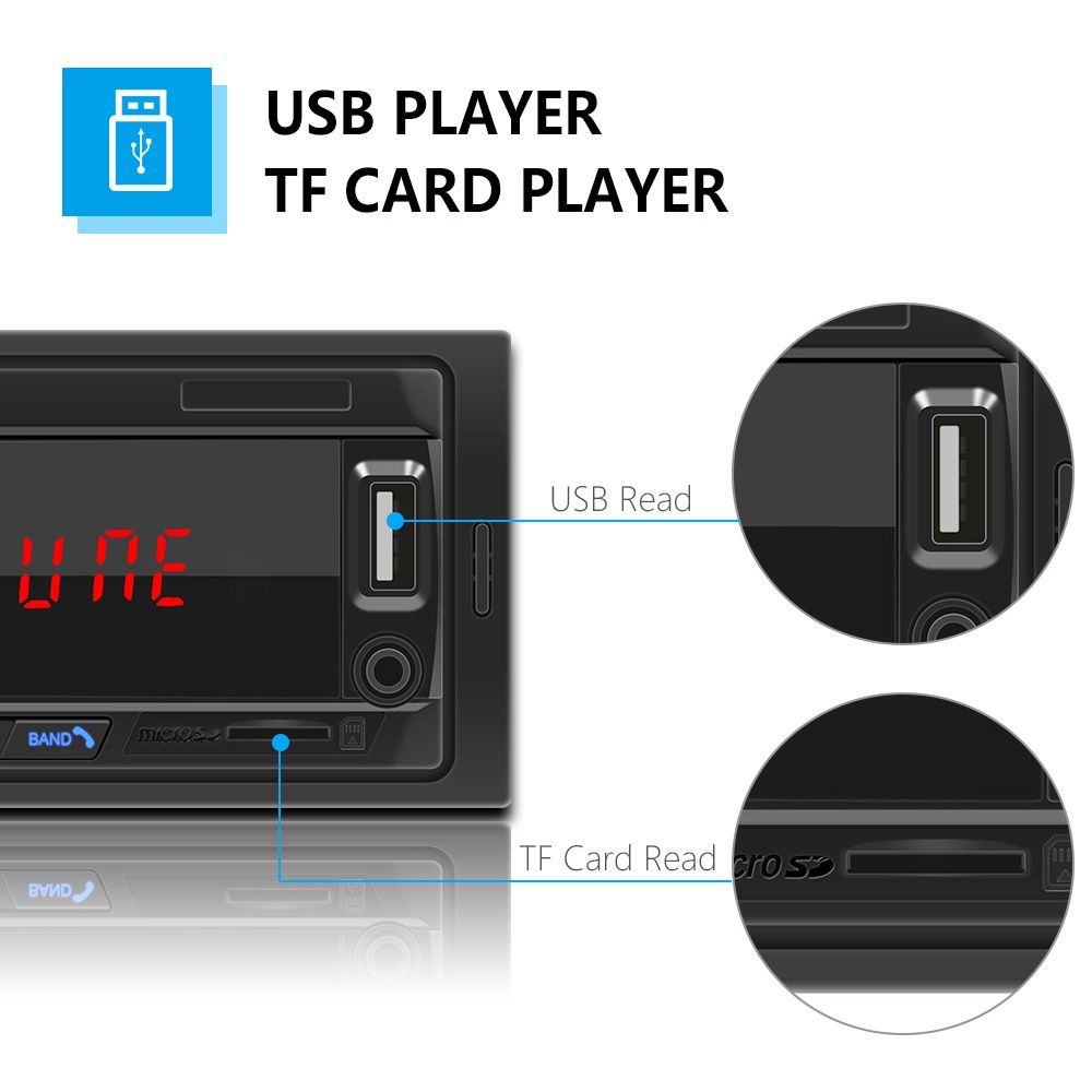 Rádio Universal 1din Bluetooth FM USB Cartão memória NOVO