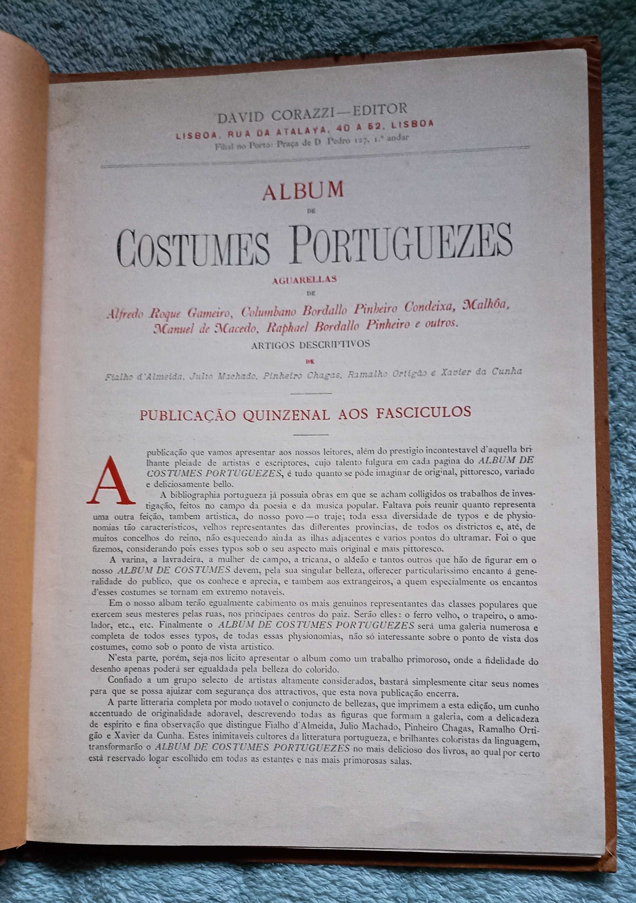 Album de Costumes Portuguezes (Prospecto peça de colecionador de 1888)