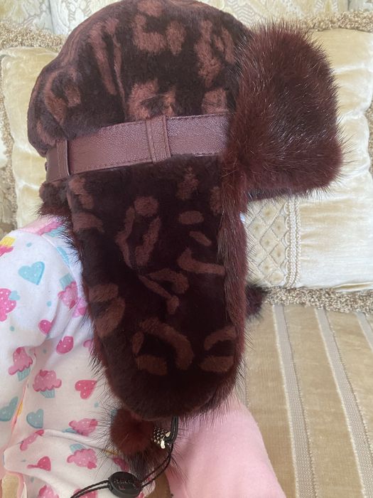 Детская шапка-ушанка из меха норки