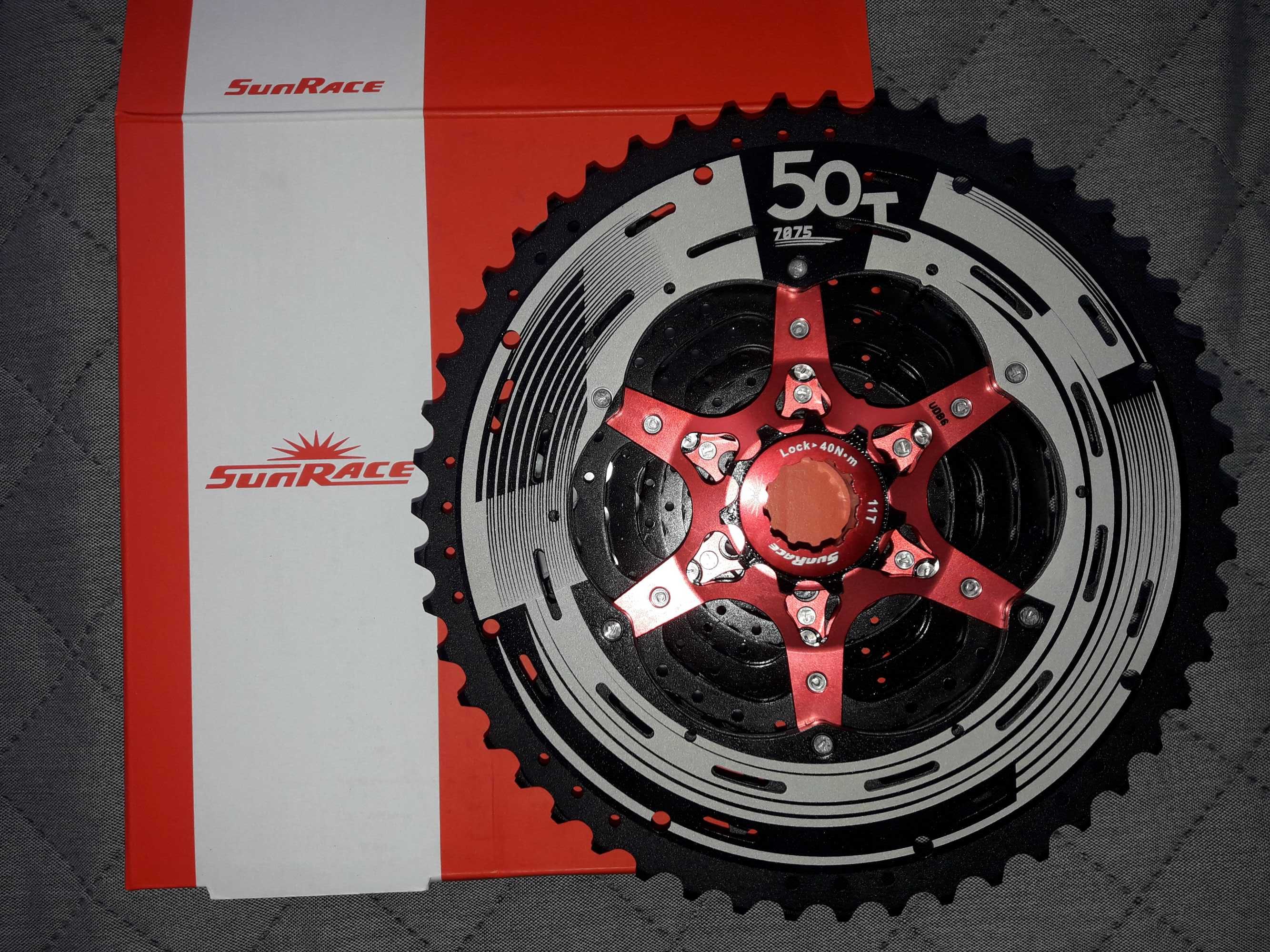 Nowa Kaseta Sunrace MX80 11-sp CSMX80 HG 11-50T Black/Red 510g Enduro